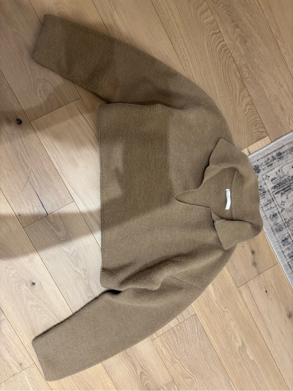 OAK + FORT Camel Cropped Knit Sweater